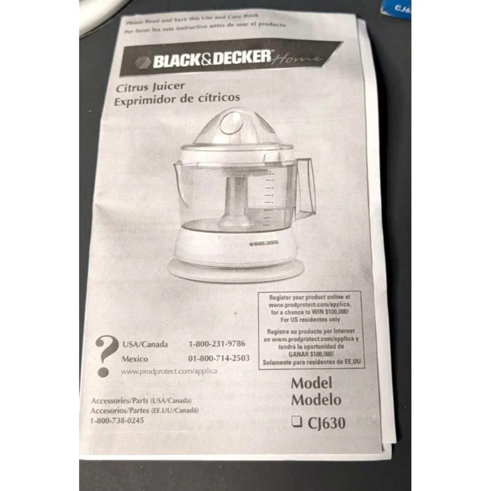 Black+Decker‎ CJ630 Citrus Juicer Electric 32oz White Open Box New Unused w/Box